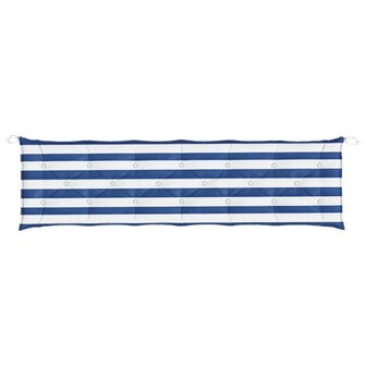 Tuinbankkussen gestreept 200x50x7 cm stof wit en blauw 4