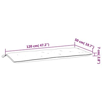 Tuinbankkussen 120x50x7 cm oxford stof bladpatroon 7