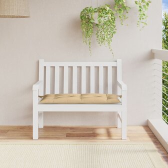 Tuinbankkussen 100x50x7 cm stof gem&ecirc;leerd beige 3