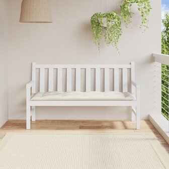 Tuinbankkussen 150x50x7 cm stof gem&ecirc;leerd cr&egrave;mekleurig 3