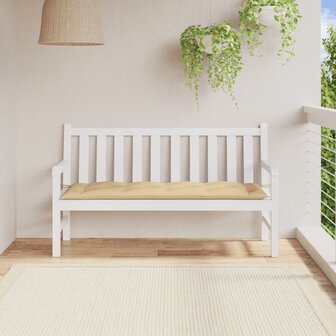Tuinbankkussen 150x50x7 cm stof gem&ecirc;leerd beige 3