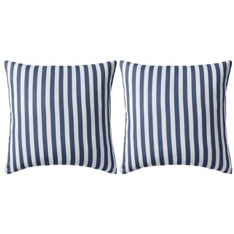 Buitenkussens 45x45 cm gestreept marineblauw 2 st 1