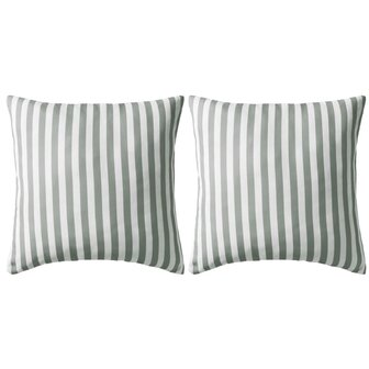 Buitenkussens 45x45 cm gestreept grijs 2 st 1