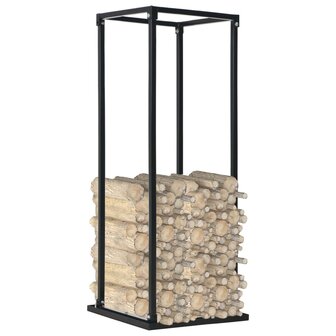 Haardhoutrek met basis 37x37x113 cm staal zwart 2