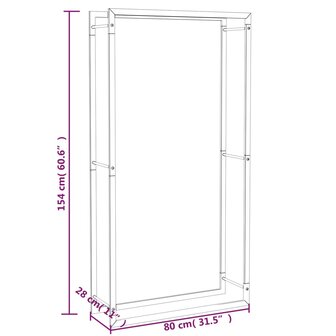 Haardhoutrek 80x28x154 cm staal matzwart 6