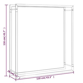 Haardhoutrek 110x28x116 cm staal matzwart 6