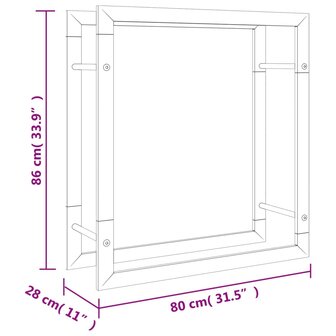 Haardhoutrek 80x28x86 cm roestvrij staal 7