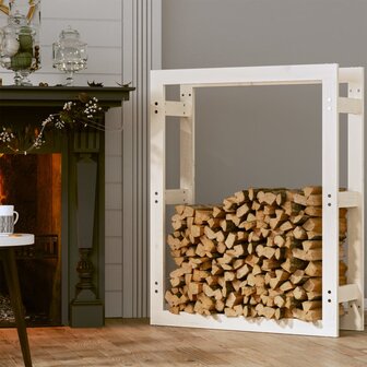 Haardhoutrek 80x25x100 cm massief grenenhout wit 3