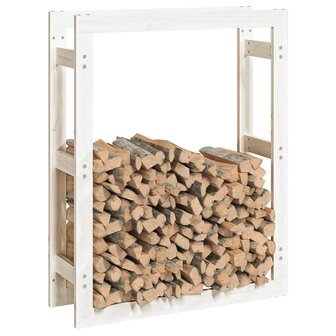 Haardhoutrek 80x25x100 cm massief grenenhout wit 4