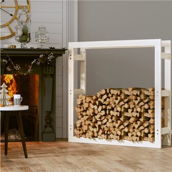 Haardhoutrek 100x25x100 cm massief grenenhout wit 3