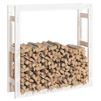 Haardhoutrek 100x25x100 cm massief grenenhout wit 4
