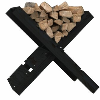 Houtblokhouder 47x39,5x48 cm massief grenenhout zwart 4