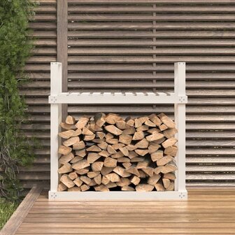 Haardhoutrek 110x35x108,5 cm massief grenenhout wit 3