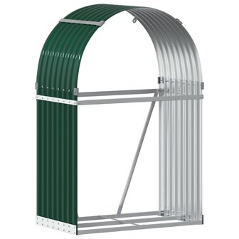 Haardhoutopslag 80x45x120 cm gegalvaniseerd staal groen 2