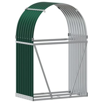 Haardhoutopslag 80x45x120 cm gegalvaniseerd staal groen 6