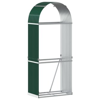 Haardhoutopslag 80x45x190 cm gegalvaniseerd staal groen 2