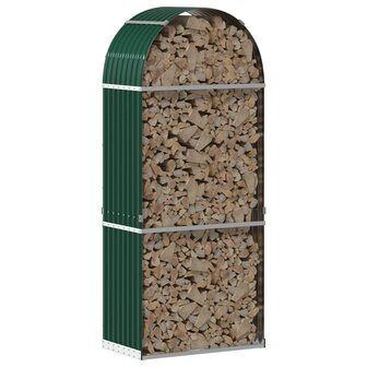 Haardhoutopslag 80x45x190 cm gegalvaniseerd staal groen 3