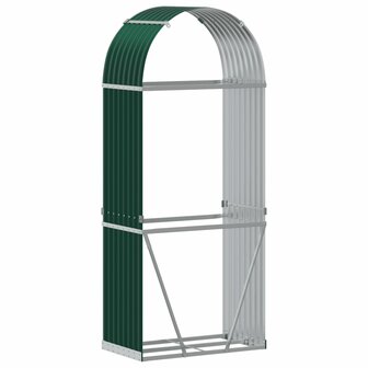 Haardhoutopslag 80x45x190 cm gegalvaniseerd staal groen 6