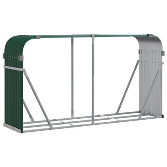 Haardhoutopslag 180x45x100 cm gegalvaniseerd staal groen 2