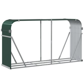 Haardhoutopslag 180x45x100 cm gegalvaniseerd staal groen 6