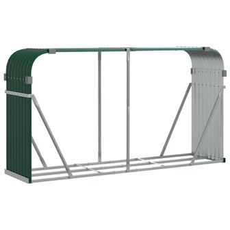 Haardhoutopslag 234x45x100 cm gegalvaniseerd staal groen 2