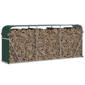Haardhoutopslag 234x45x100 cm gegalvaniseerd staal groen 3