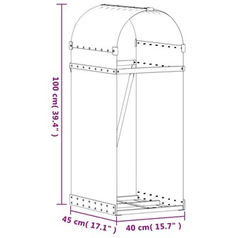 Haardhoutopslag 40x45x100 cm gegalvaniseerd staal lichtgrijs 9