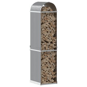 Haardhoutopslag 40x45x170 cm gegalvaniseerd staal lichtgrijs 3