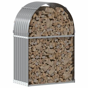Haardhoutopslag 80x45x120 cm gegalvaniseerd staal lichtgrijs 3
