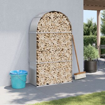 Haardhoutopslag 120x45x210 cm gegalvaniseerd staal lichtgrijs 1