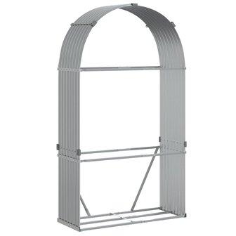 Haardhoutopslag 120x45x210 cm gegalvaniseerd staal lichtgrijs 2