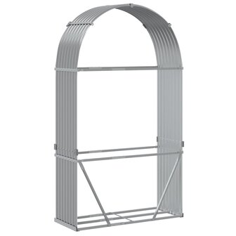 Haardhoutopslag 120x45x210 cm gegalvaniseerd staal lichtgrijs 6