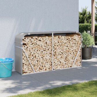 Haardhoutopslag 180x45x100 cm gegalvaniseerd staal lichtgrijs 1