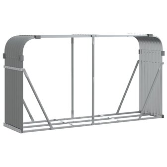 Haardhoutopslag 180x45x100 cm gegalvaniseerd staal lichtgrijs 2