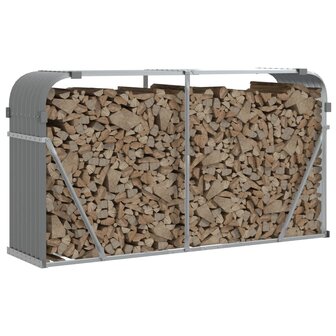 Haardhoutopslag 180x45x100 cm gegalvaniseerd staal lichtgrijs 3