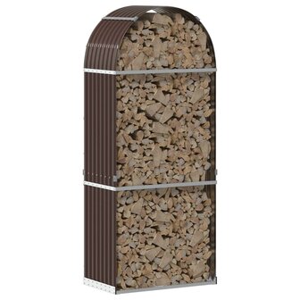 Haardhoutopslag 80x45x190 cm gegalvaniseerd staal bruin 3