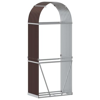 Haardhoutopslag 80x45x190 cm gegalvaniseerd staal bruin 6