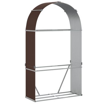 Haardhoutopslag 120x45x210 cm gegalvaniseerd staal bruin 2