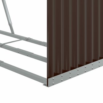 Haardhoutopslag 120x45x210 cm gegalvaniseerd staal bruin 7