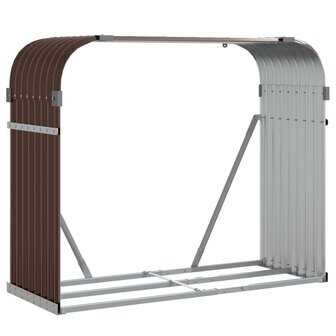 Haardhoutopslag 120x45x100 cm gegalvaniseerd staal bruin 2