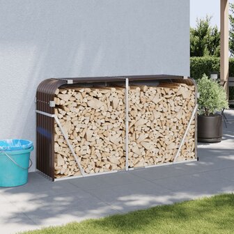 Haardhoutopslag 180x45x100 cm gegalvaniseerd staal bruin 1