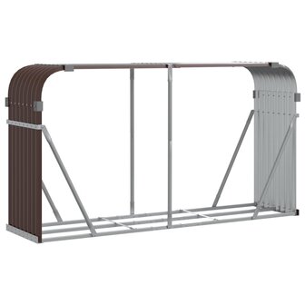 Haardhoutopslag 180x45x100 cm gegalvaniseerd staal bruin 2