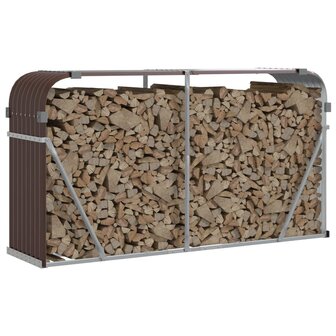 Haardhoutopslag 180x45x100 cm gegalvaniseerd staal bruin 3