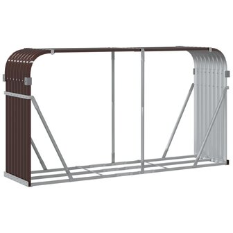 Haardhoutopslag 180x45x100 cm gegalvaniseerd staal bruin 6