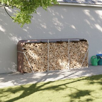 Haardhoutopslag 234x45x100 cm gegalvaniseerd staal bruin 1