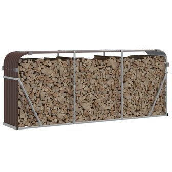 Haardhoutopslag 234x45x100 cm gegalvaniseerd staal bruin 3