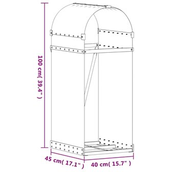 Haardhoutopslag 40x45x100 cm gegalvaniseerd staal lichtbruin 9