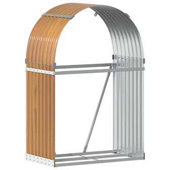 Haardhoutopslag 80x45x120 cm gegalvaniseerd staal lichtbruin 2
