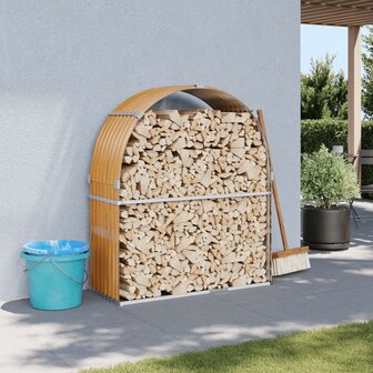 Haardhoutopslag 120x45x140 cm gegalvaniseerd staal lichtbruin 1