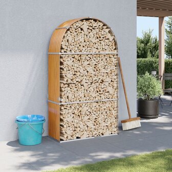 Haardhoutopslag 120x45x210 cm gegalvaniseerd staal lichtbruin 1